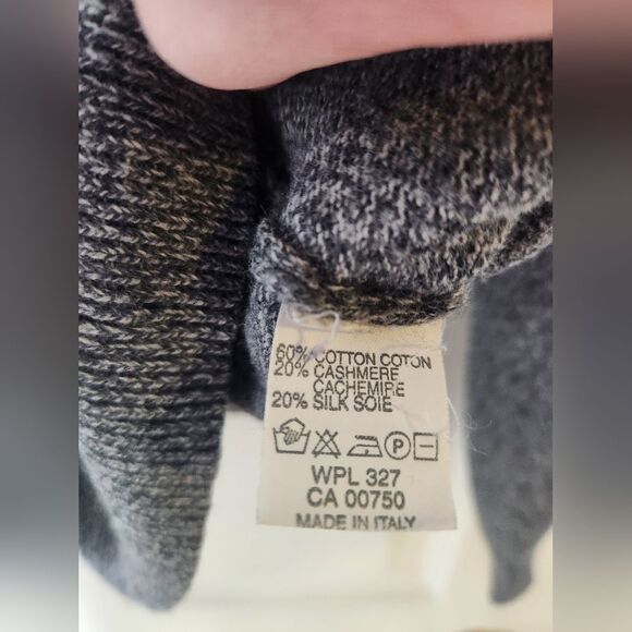 Hart Schaffner Marx XL Gray Lngslvs Raglan CASHMERE SILK Knit Men Sweater Italy - Picture 4 of 6